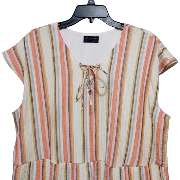 Lane Bryant Colorful Striped Lace-Up Neck Swing Dress Women's Plus Size 16 - Picture 5 of 10